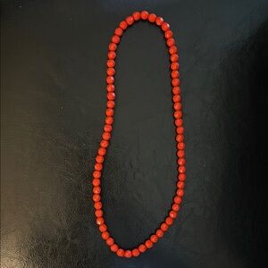 Bright red Faceted Bead Necklace